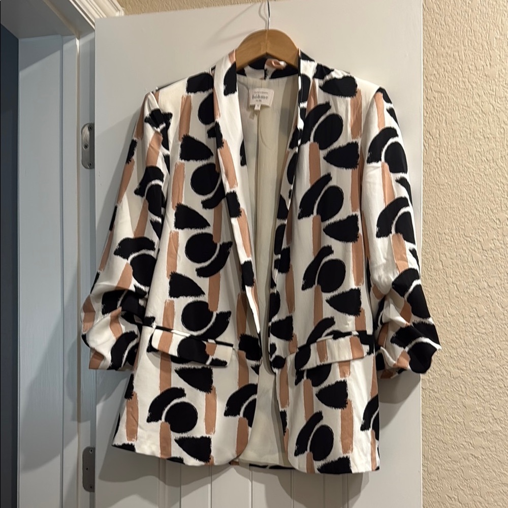 Bohme Black and Tan Blazer with Abstract Pattern